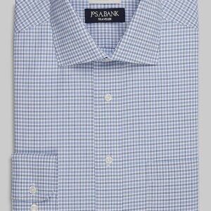 Jos. A. Bank Traveler Men’s Dress Shirt Tailored Fit 16-33 Blue Check Spread